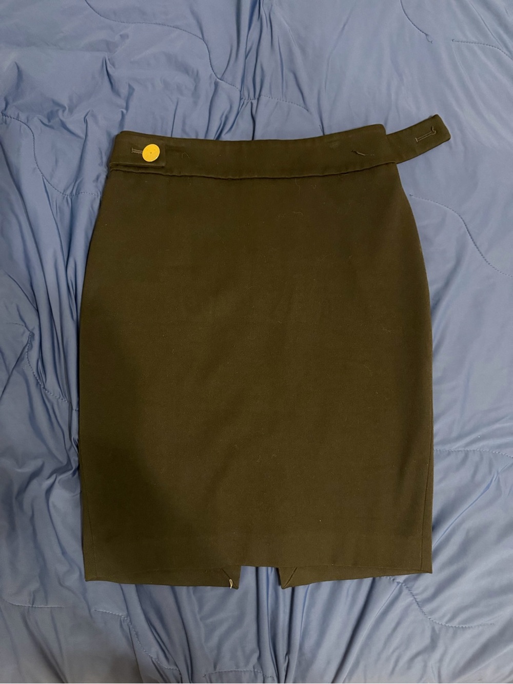 Express Black Pencil Skirt with Side Tab and Gold Button